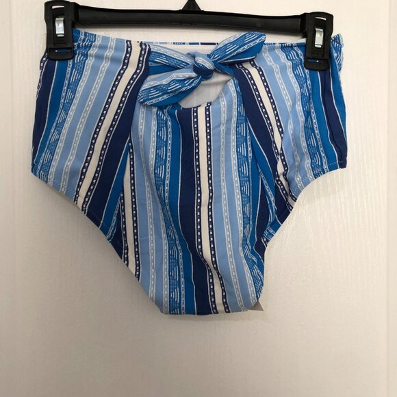 Lemlem Eshal High Waist Bikini Bottom Blue Striped‎ Swimwear Size Small Stylish - Picture 3 of 8